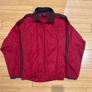 Adidas Men’s Red Black Windbreaker Jacket Size M Full Zip Lightweight